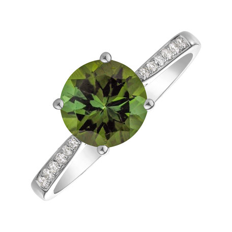 Prsten s diamanty a turmalínem green Bonbon