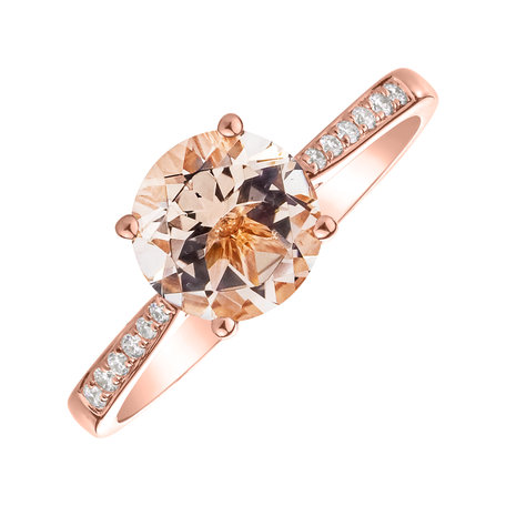 Prsten s diamanty a morganitem Bonbon