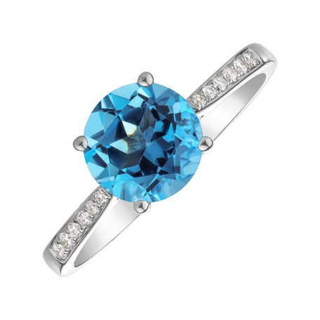 Prsten s diamanty a topazem swiss Bonbon