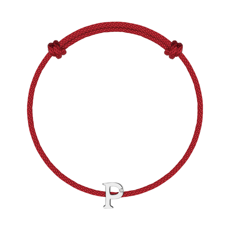 Náramek s diamantem a šňůrkou Flat Line P