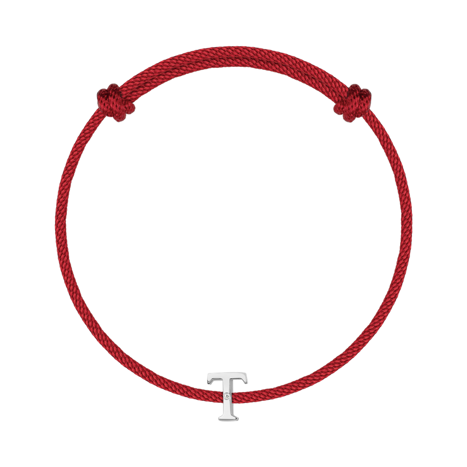 Náramek s diamantem a šňůrkou Flat Line T