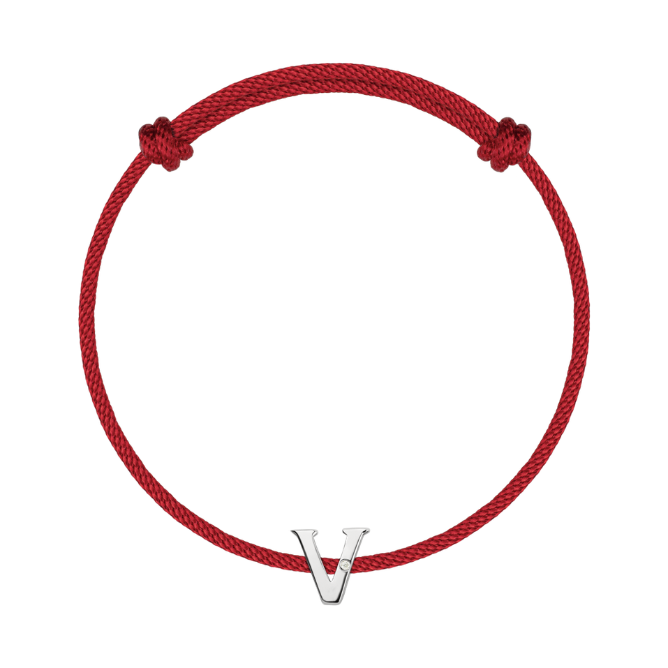 Náramek s diamantem a šňůrkou Flat Line V