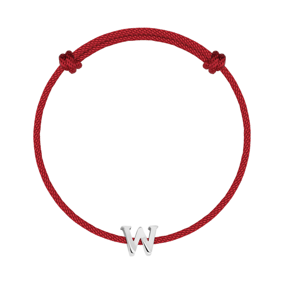 Náramek s diamantem a šňůrkou Flat Line W