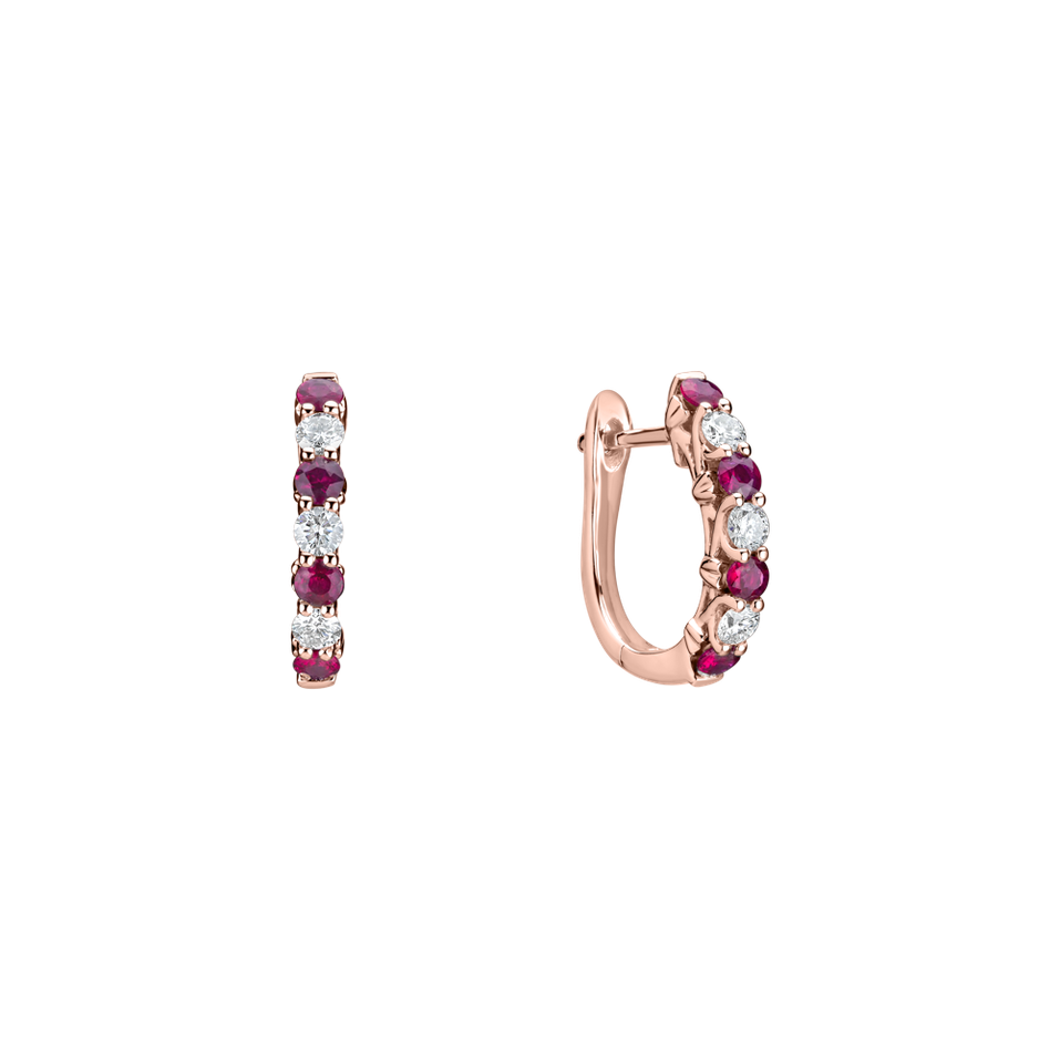 Náušnice s diamanty a rubíny Gem Grace