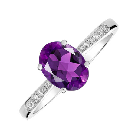 Prsten s diamanty a ametystem brazil Bonbon