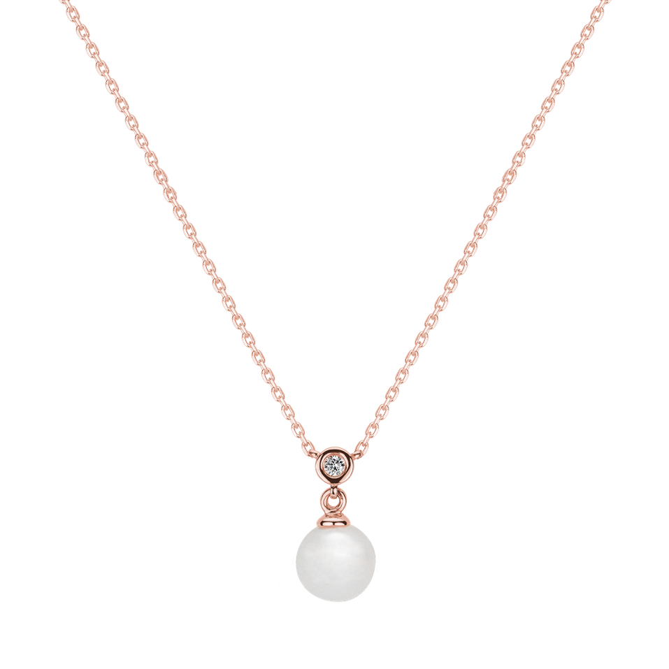Náhrdelník s diamantem a sladkovodní bílou perlou Historic Pearl