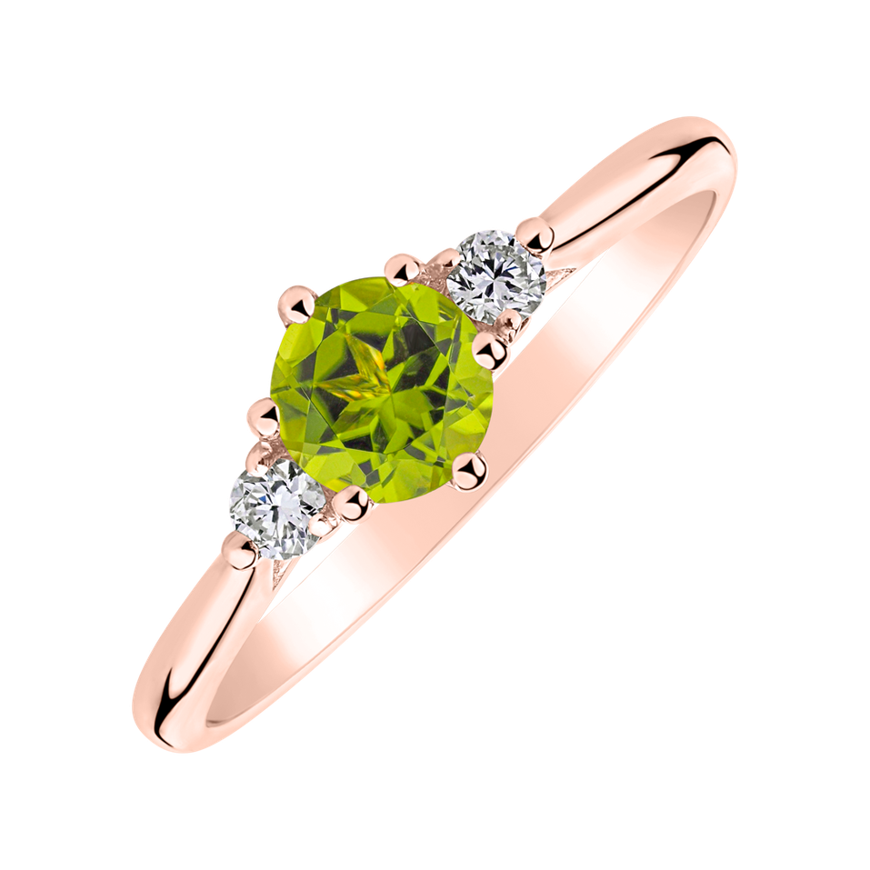 Prsten s diamanty a peridotem Midnight Serenity