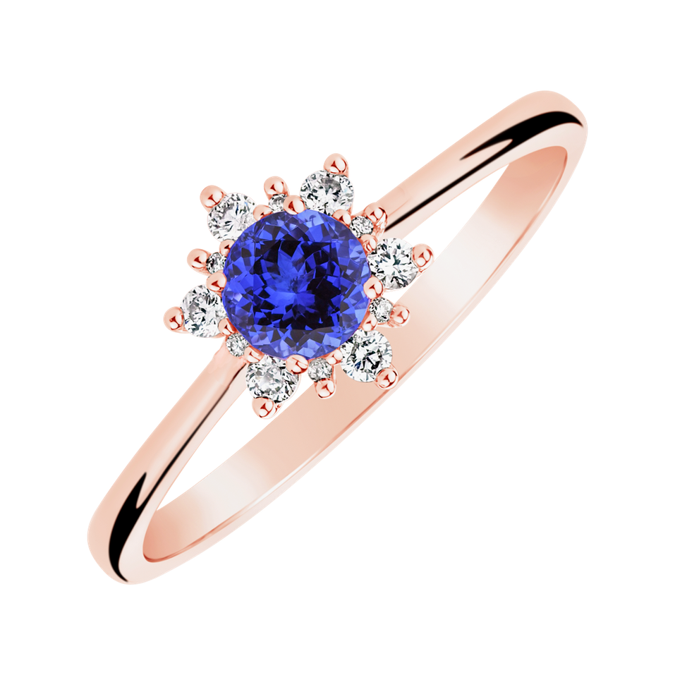 Prsten s diamanty a tanzanitem Glowing Starlet