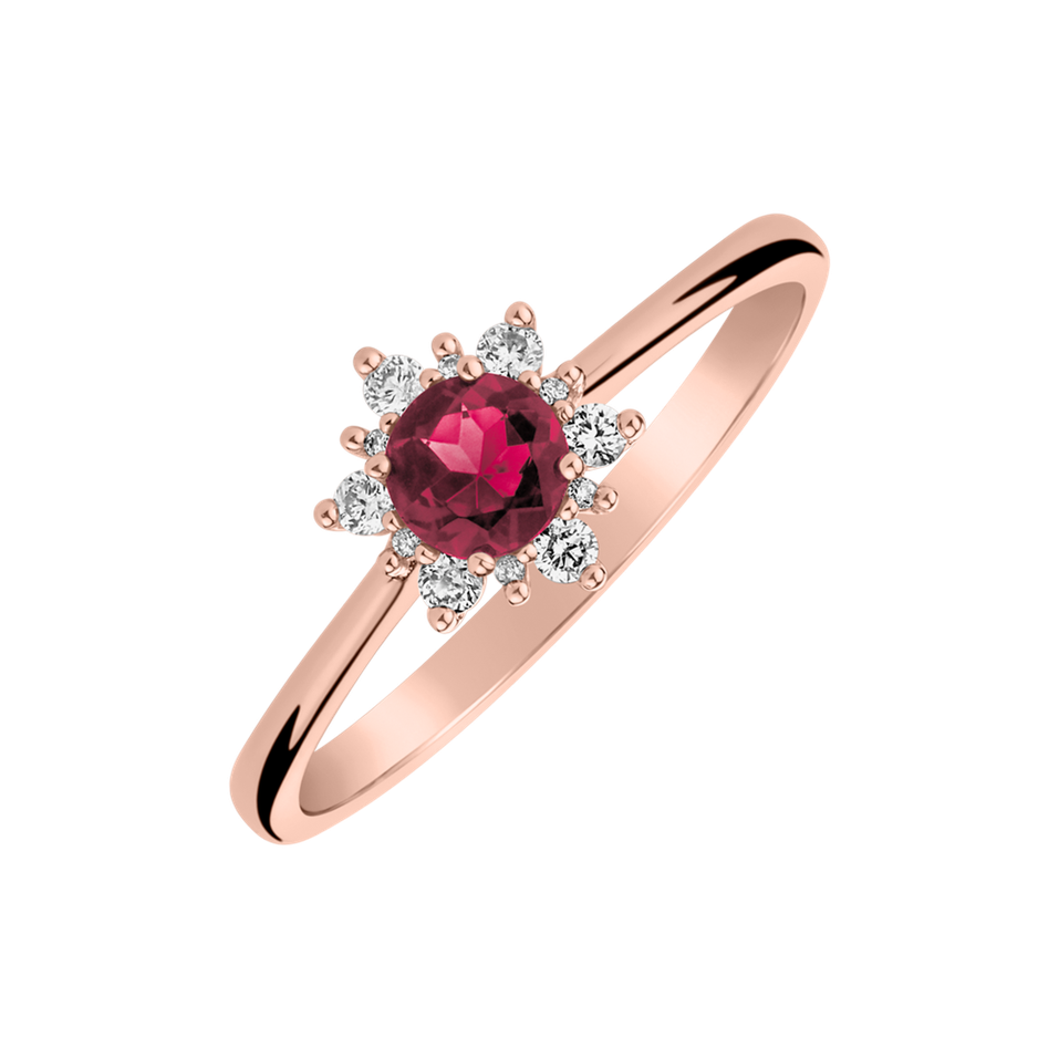 Prsten s rhodolitem a diamanty Glowing Starlet