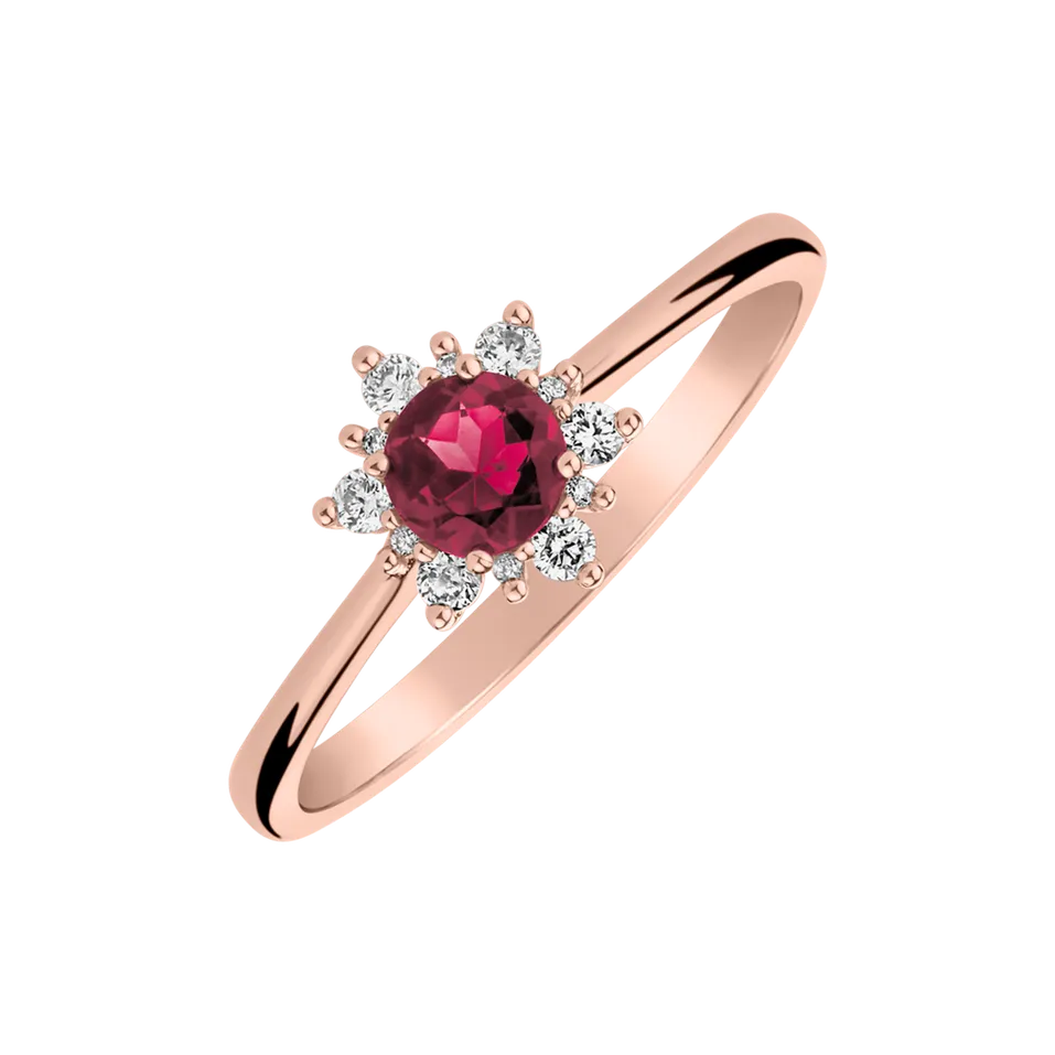 Prsten s rhodolitem a diamanty Glowing Starlet