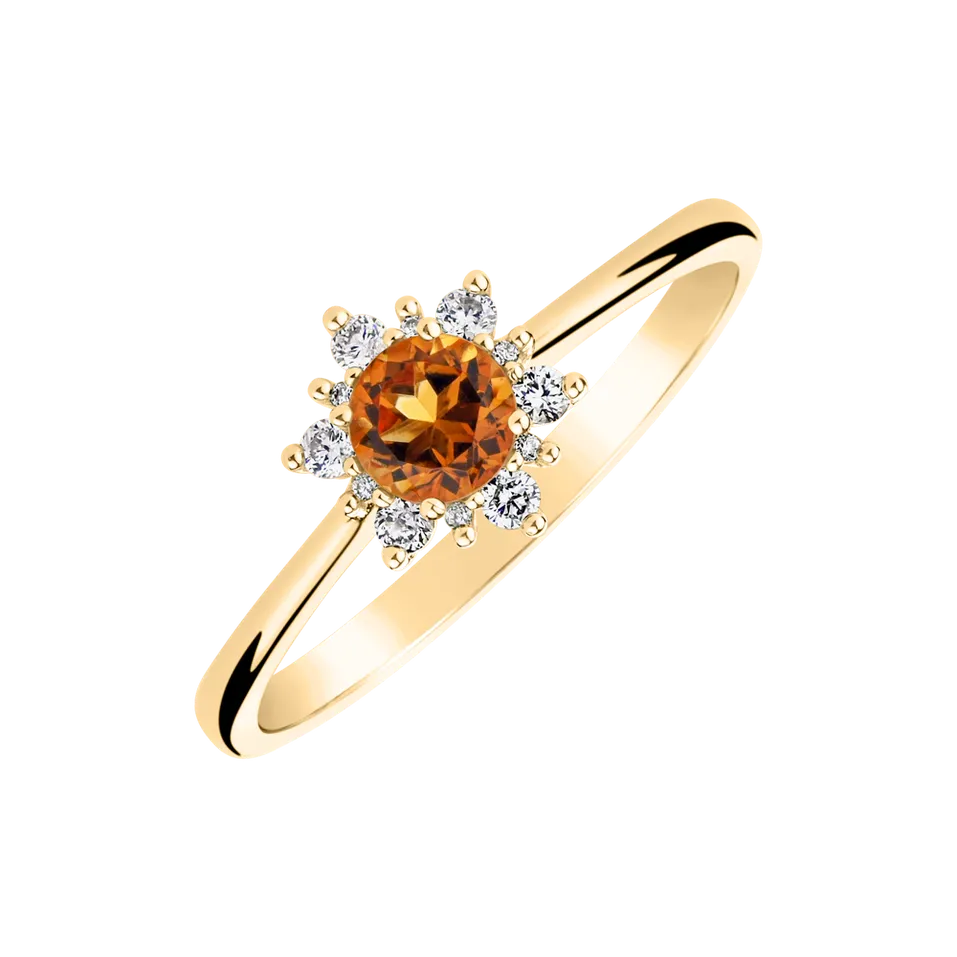 Prsten s diamanty a citrínem madeira Glowing Starlet