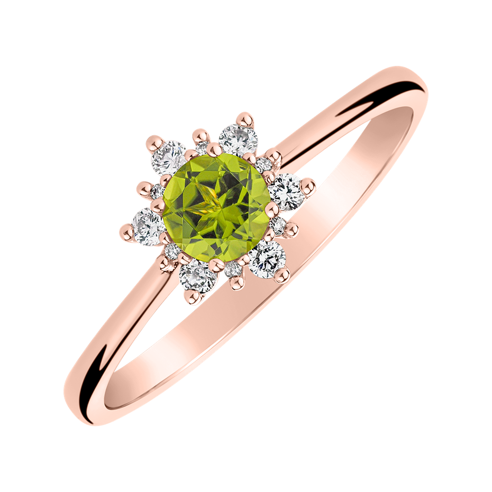 Prsten s diamanty a peridotem Glowing Starlet