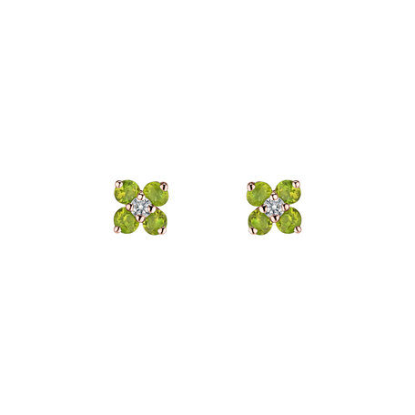 Náušnice s diamantem a peridoty Divine Bloom