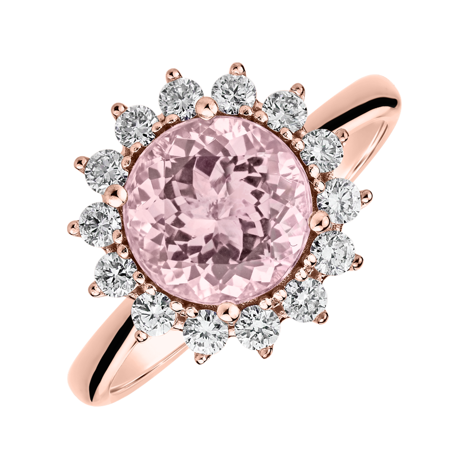 Prsten s diamanty a růženínem Stellar Sun