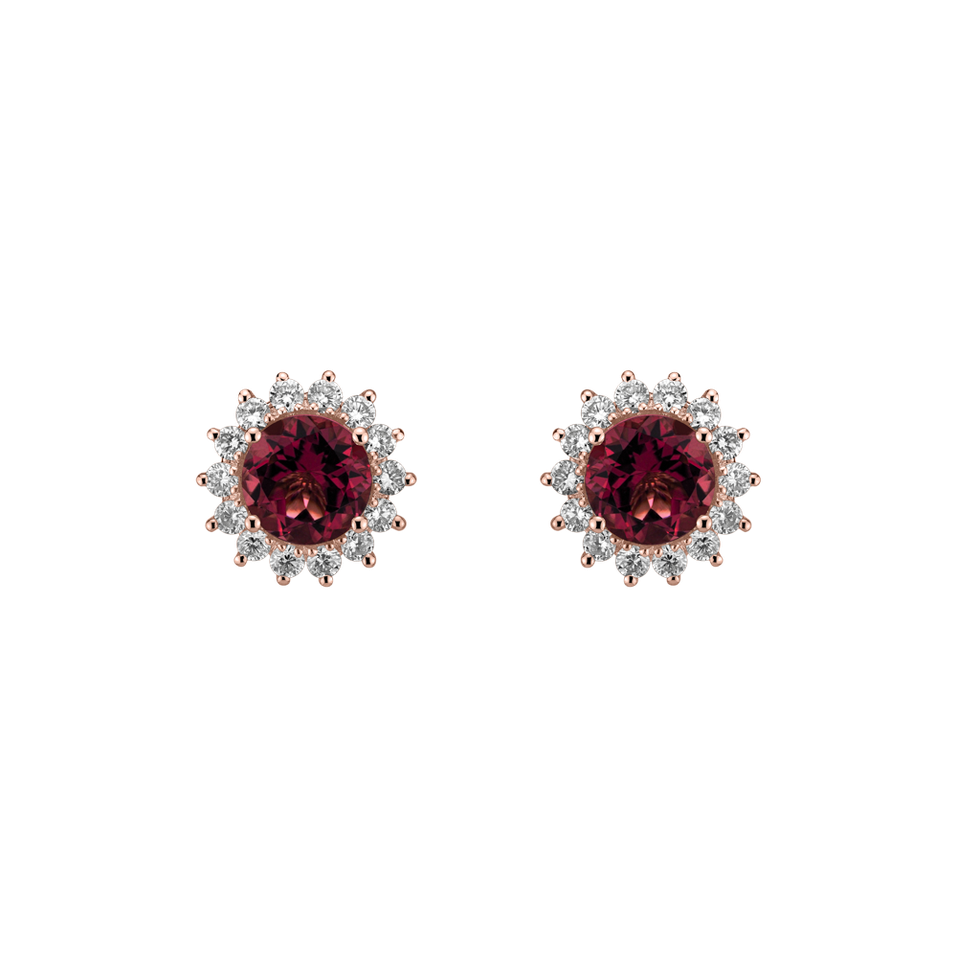 Náušnice s rhodolitem a diamanty Lilac Flower
