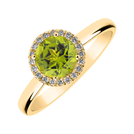 Prsten s diamanty a peridotem Bonbon