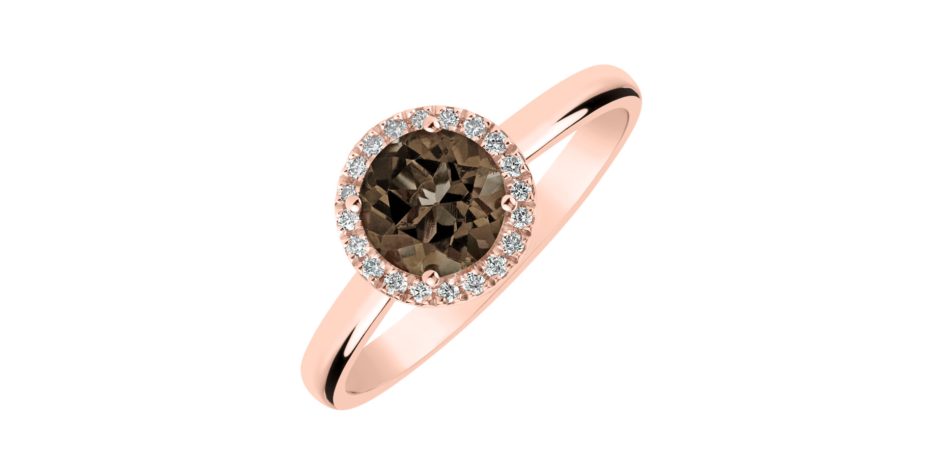 Prsten s diamanty a smoky quartzem Bonbon