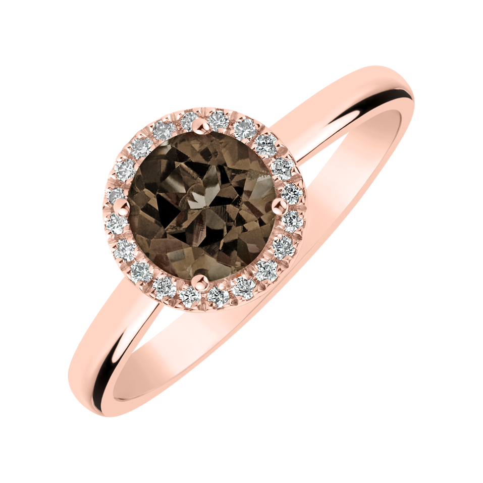 Prsten s diamanty a smoky quartzem Bonbon