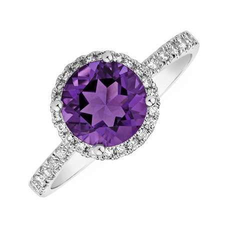 Prsten s diamanty a ametystem brazil Sparkly Bonbon