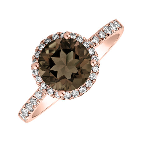 Prsten se smoky quartzem a diamanty Sparkly Bonbon