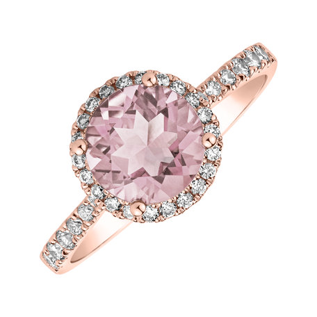 Prsten s růženínem a diamanty Sparkly Bonbon