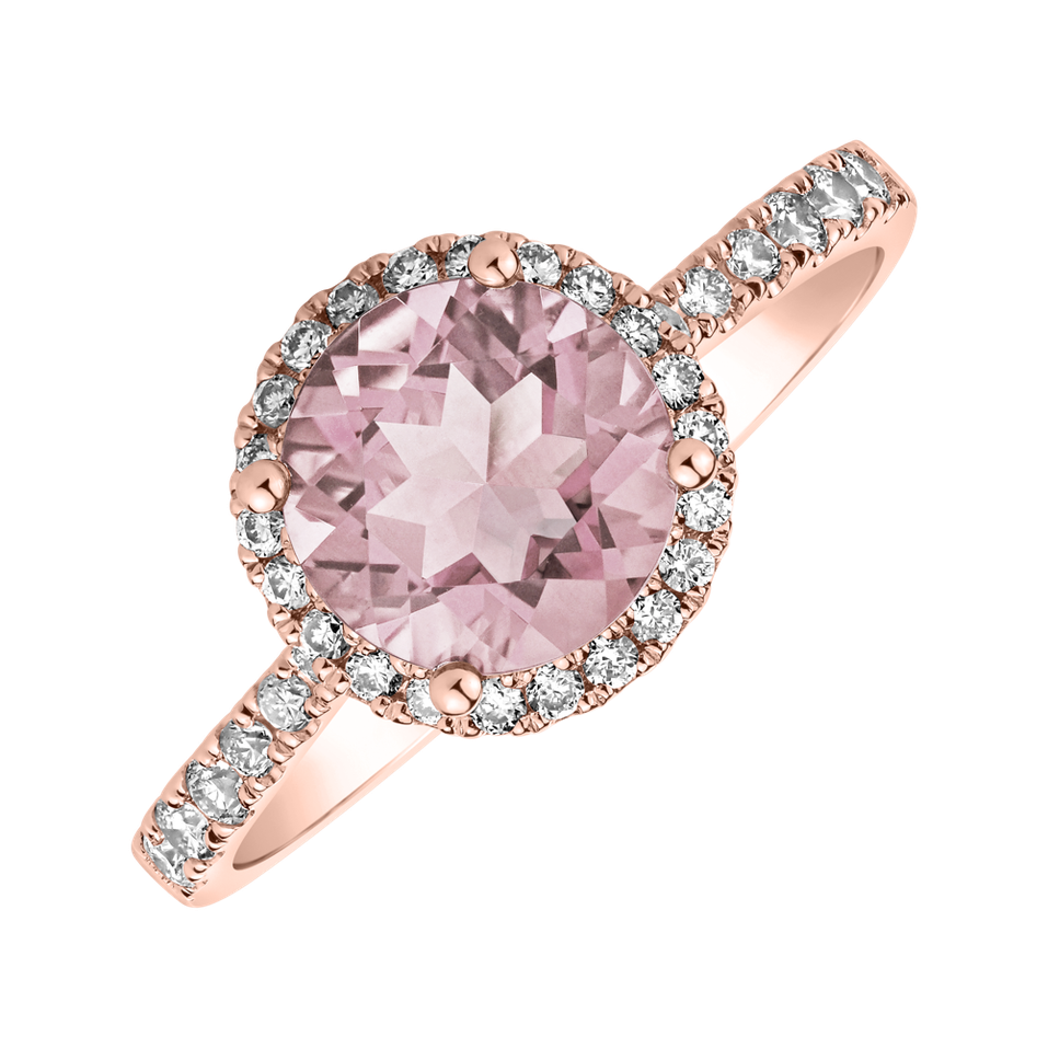 Prsten s růženínem a diamanty Sparkly Bonbon