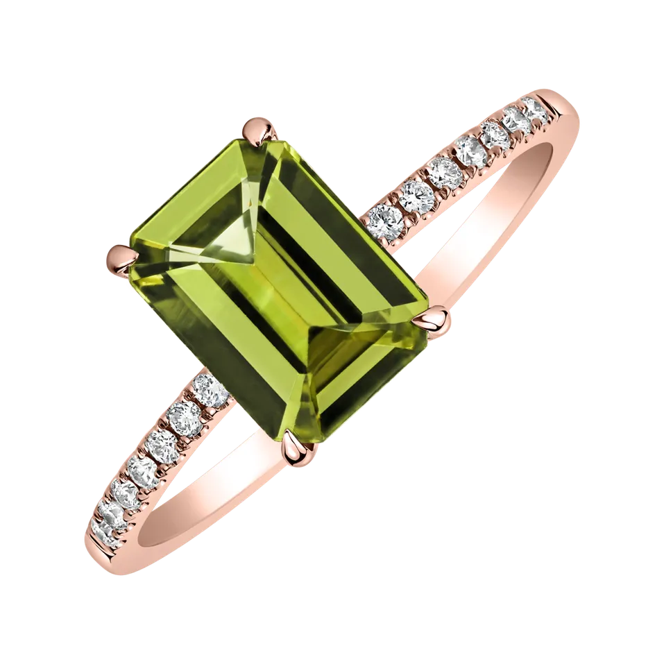 Prsten s diamanty a peridotem Perfect Promise