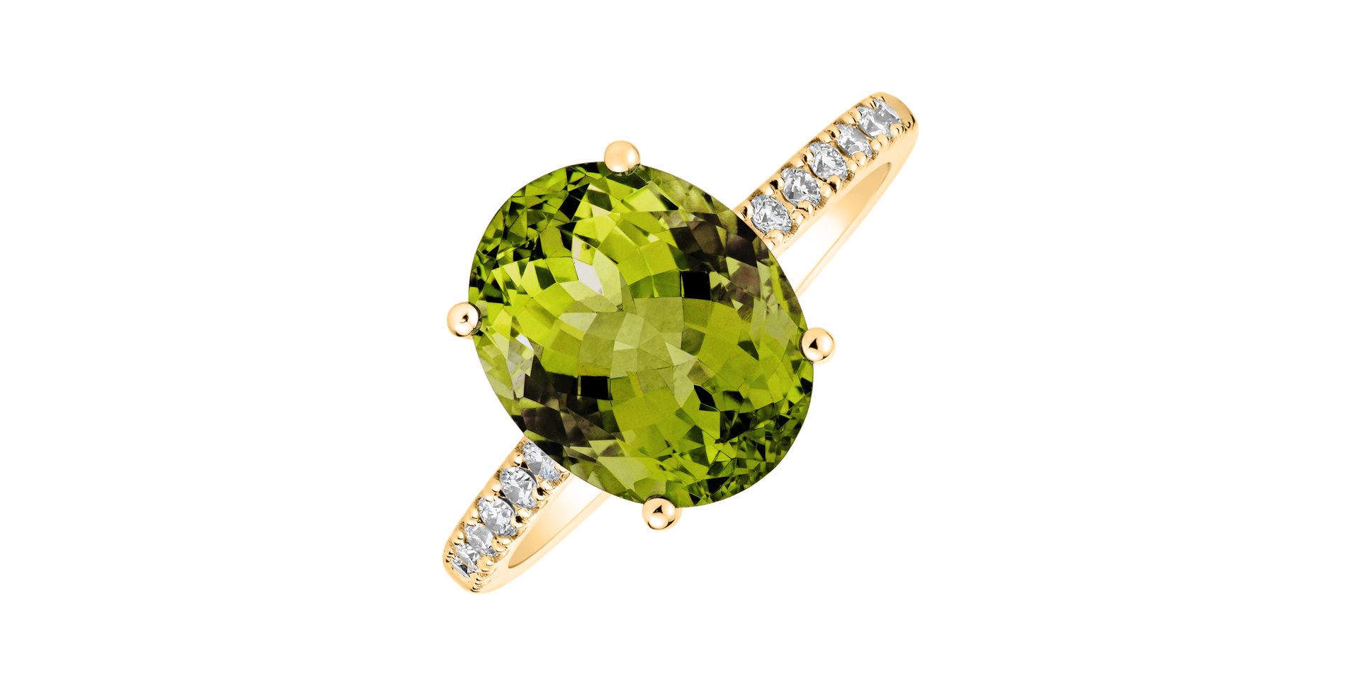 Prsten s diamanty a peridotem Playful Glamour