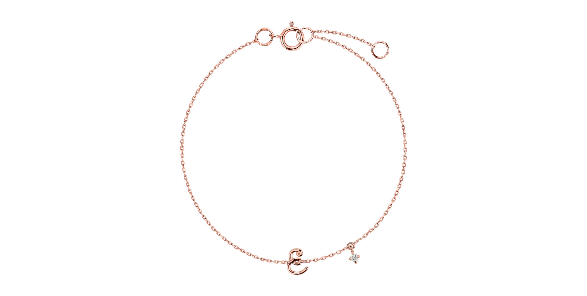 Náramek s diamantem Curly Letter E