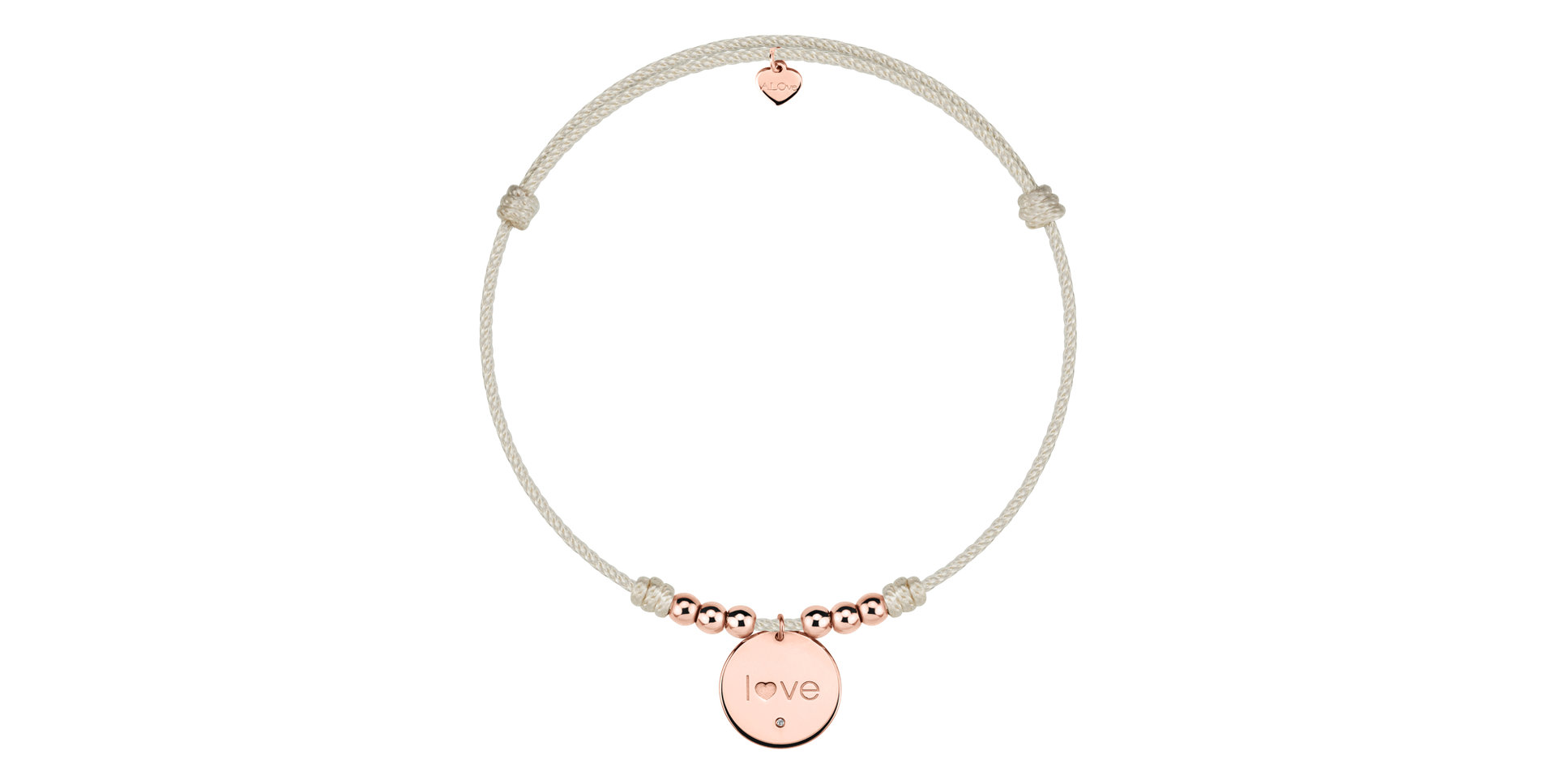 Náramek s diamantem a šňůrkou Love