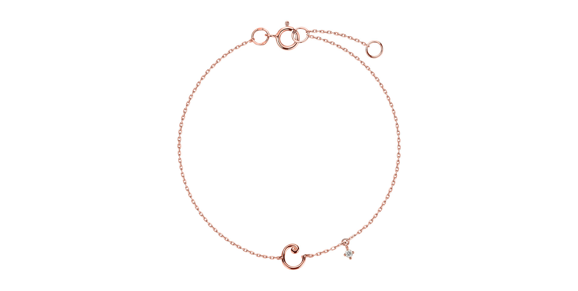 Náramek s diamantem Curly Letter C