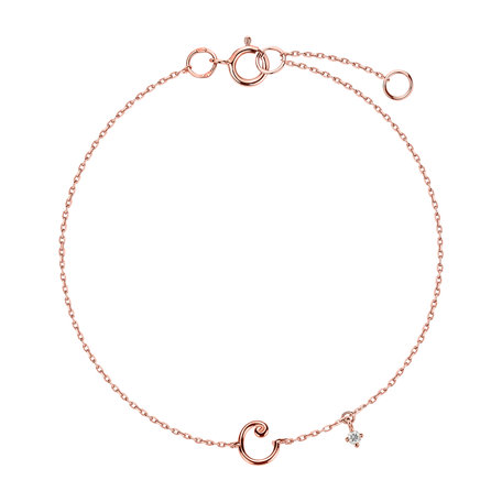 Náramek s diamantem Curly Letter C