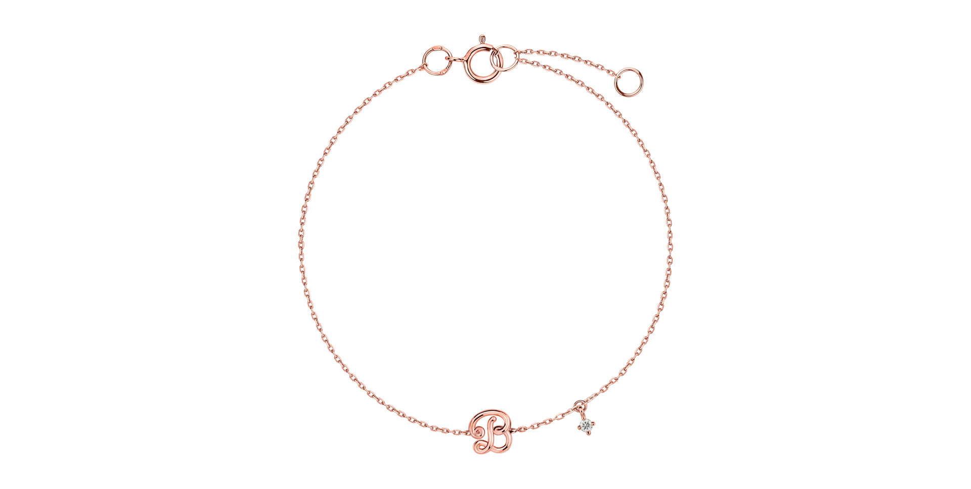 Náramek s diamantem Curly Letter B