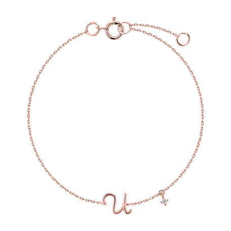 Náramek s diamantem Curly Letter U