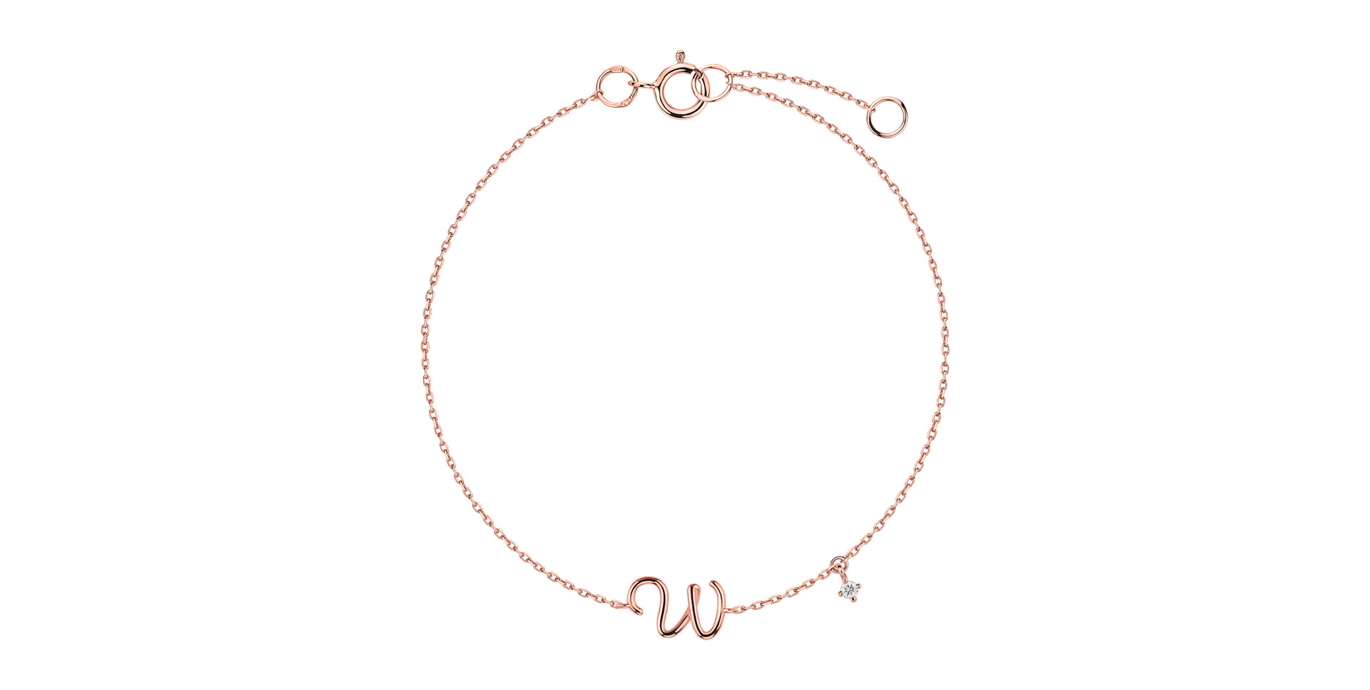 Náramek s diamantem Curly Letter W