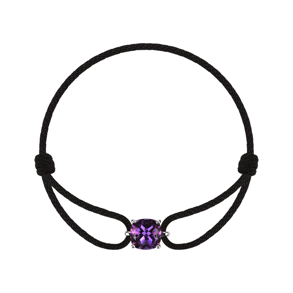 Náramek se šnůrkou a ametystem Faith