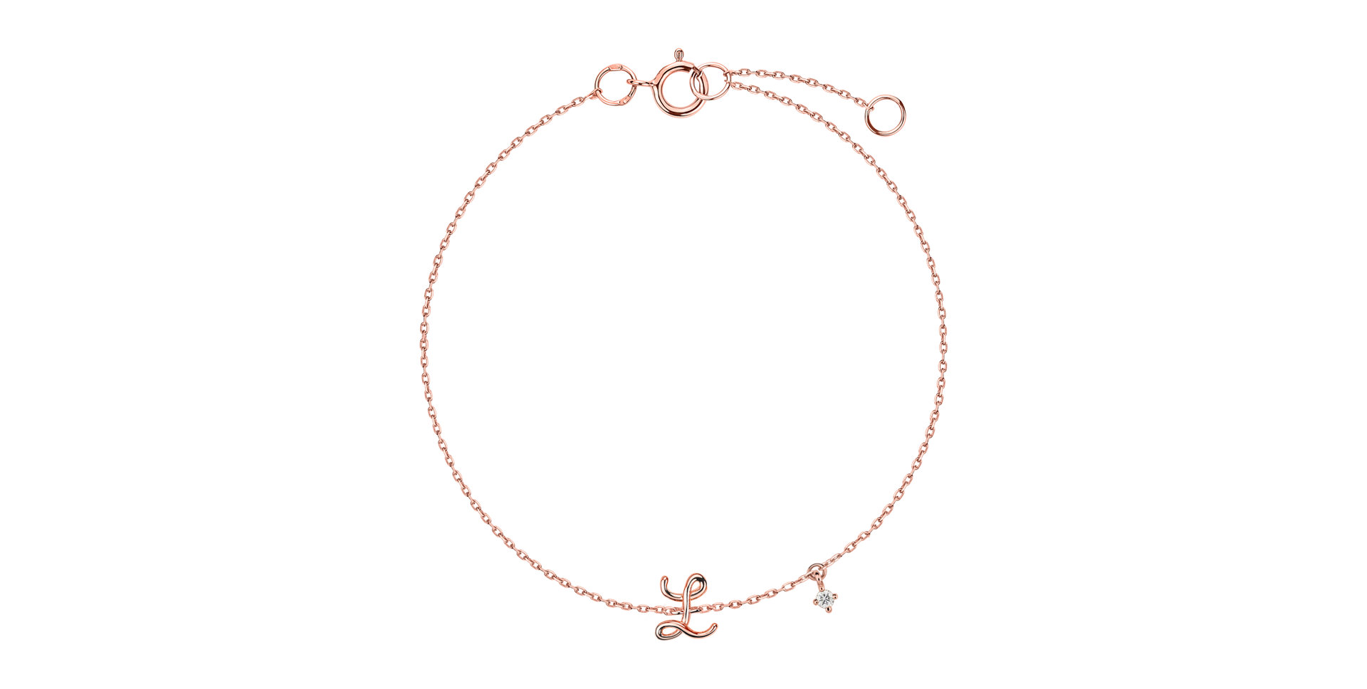 Náramek s diamantem Curly Letter L