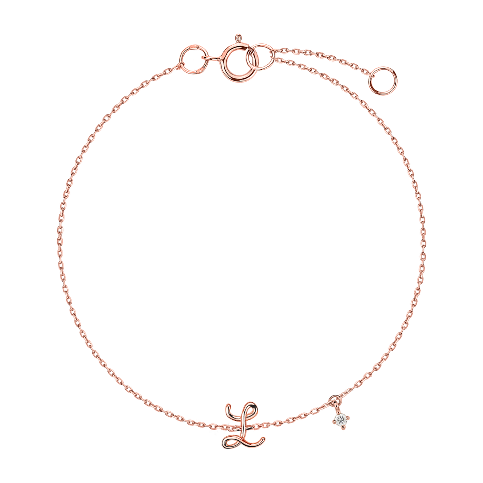 Náramek s diamantem Curly Letter L