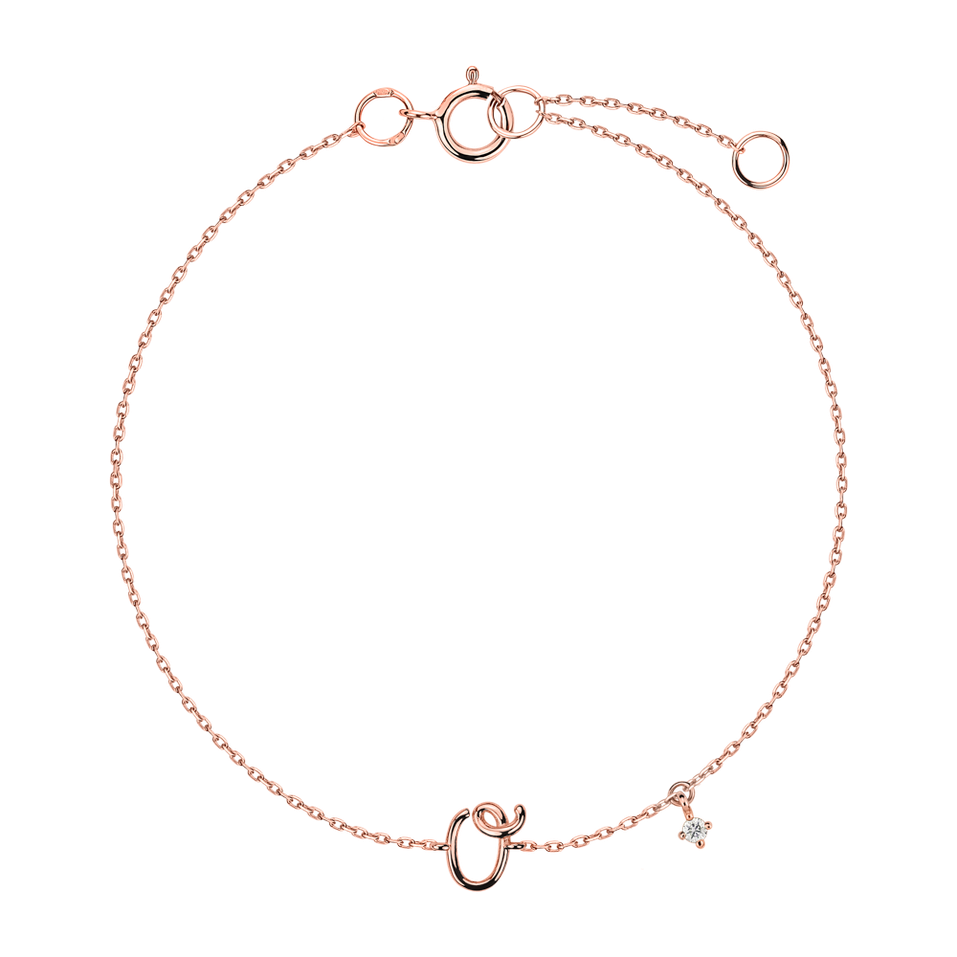 Náramek s diamantem Curly Letters O