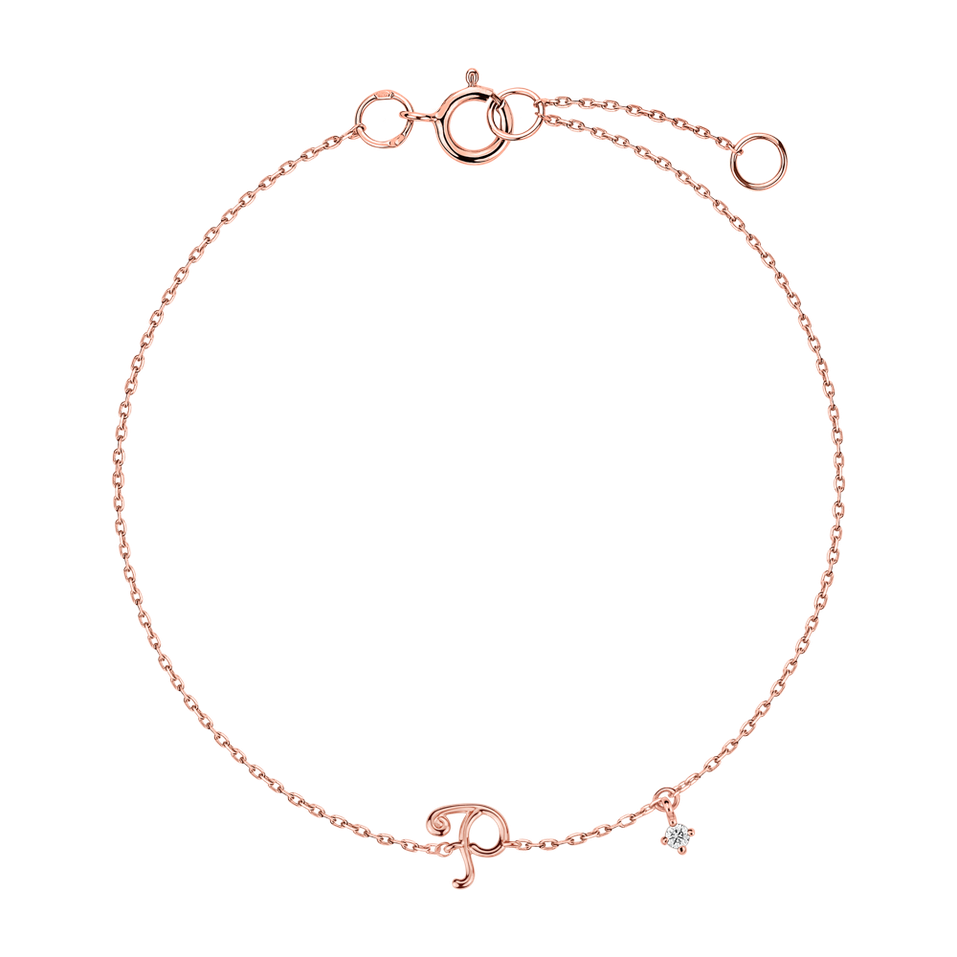 Náramek s diamantem Curly Letters P