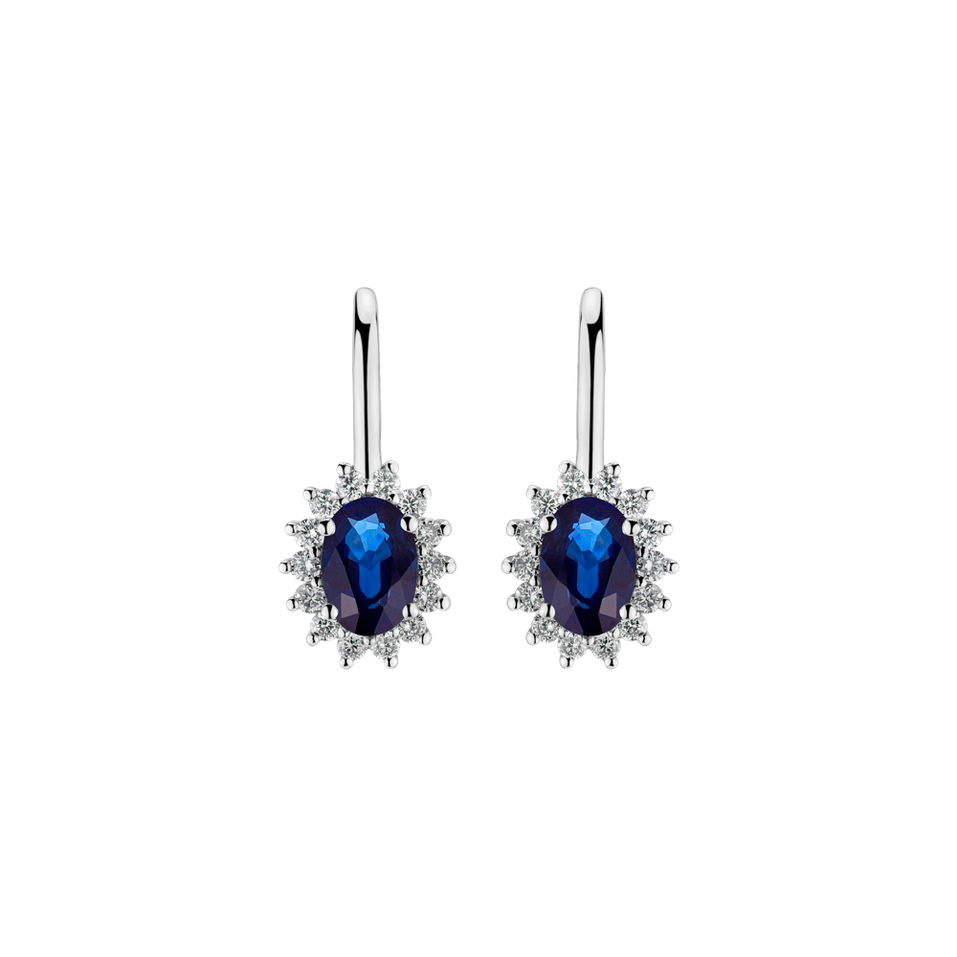Náušnice s diamanty a safírem Princess Spark