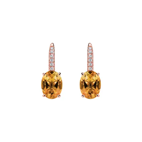 Náušnice s diamanty a citrínem Niké Elegance