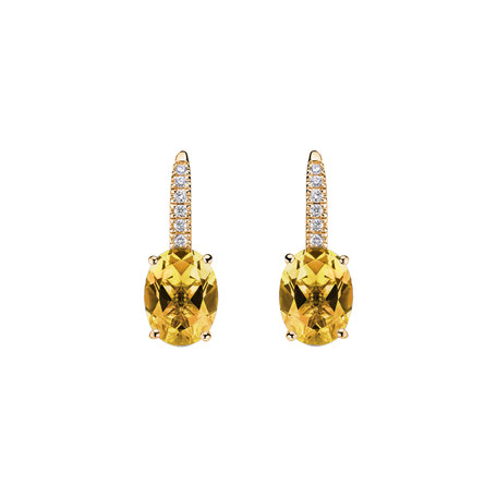 Náušnice s diamanty a citrínem Niké Elegance