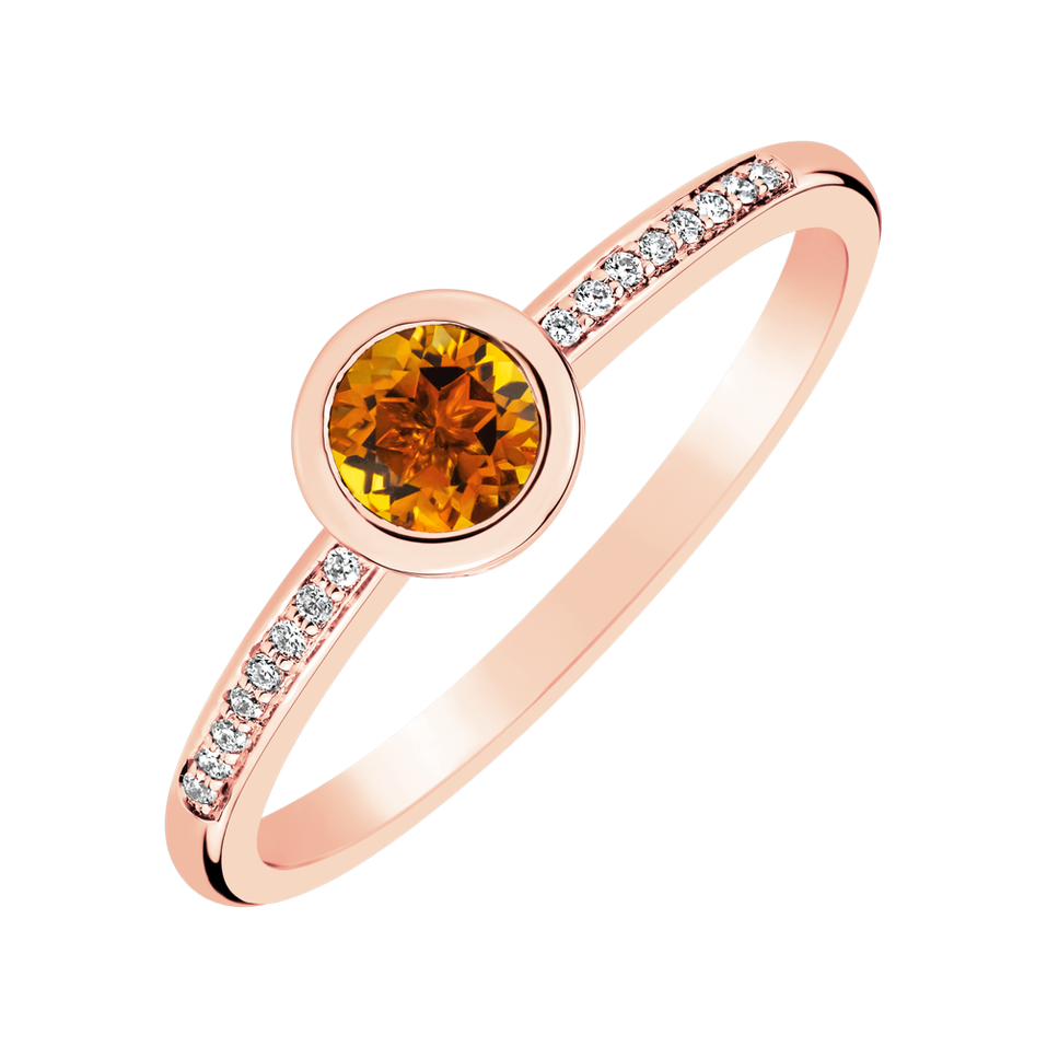 Prsten s diamanty a citrínem Regal Sparkle