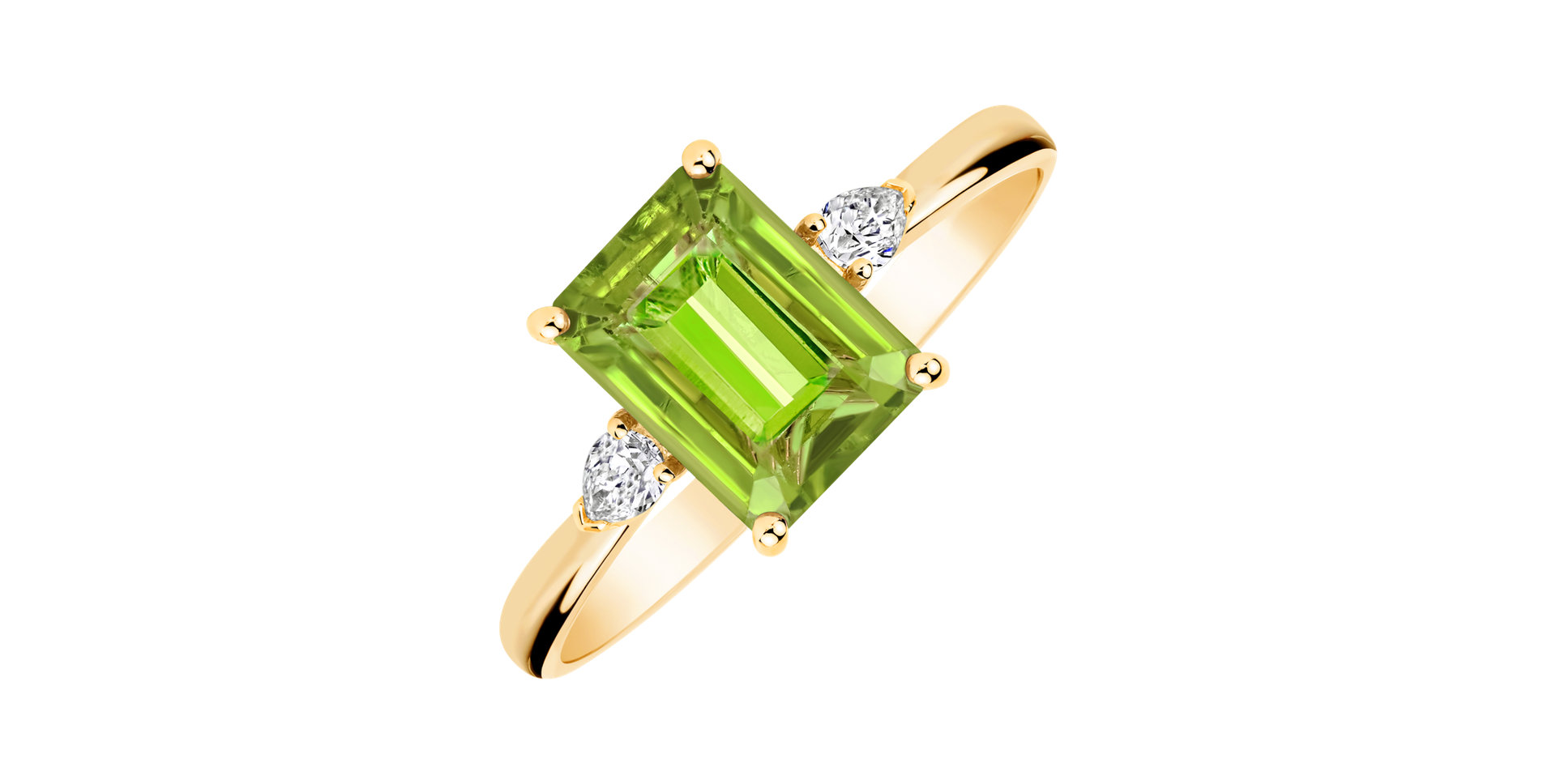 Prsten s diamanty a peridotem Royal Anne
