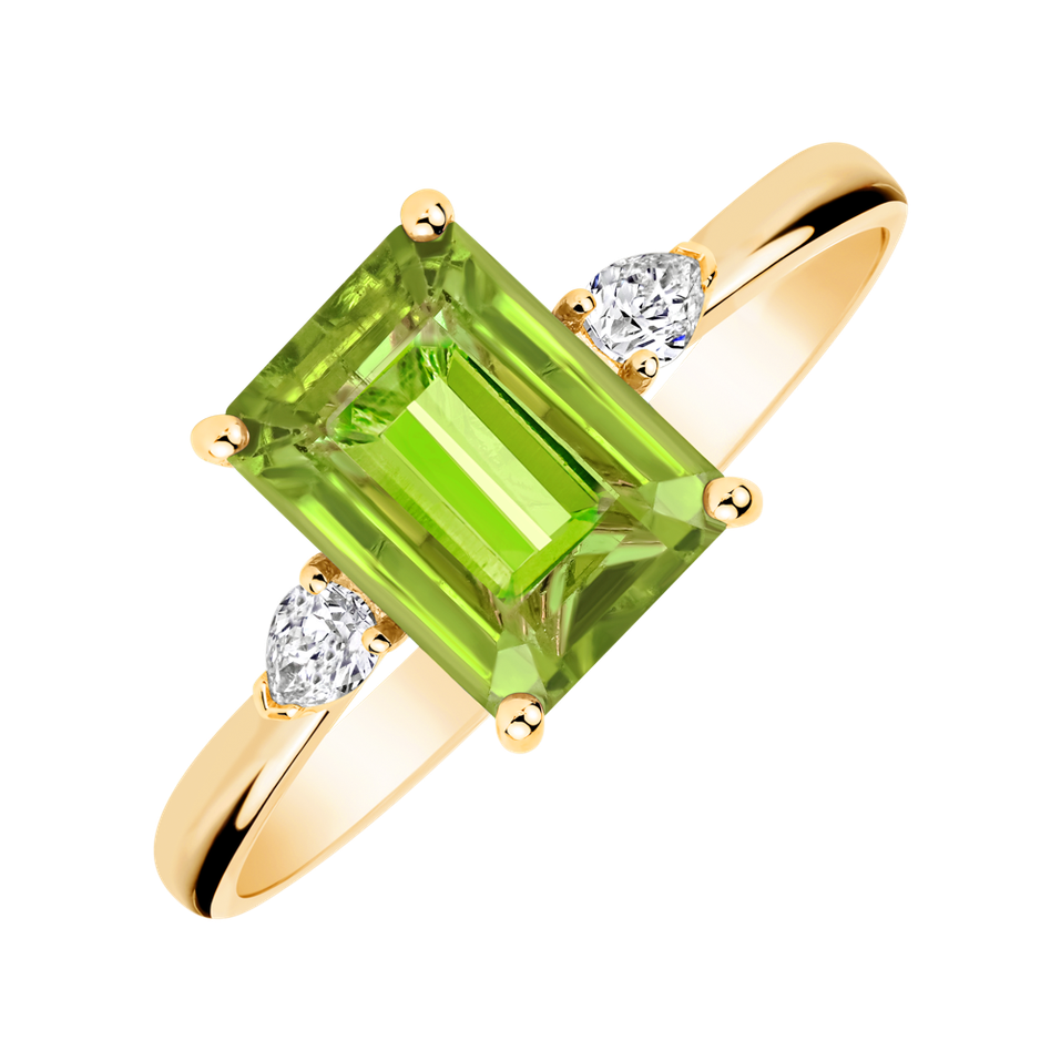 Prsten s diamanty a peridotem Royal Anne