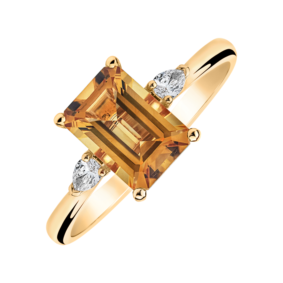 Prsten s diamanty a citrínem Royal Anne