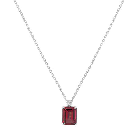 Náhrdelník s diamanty a rhodolitem Mireth