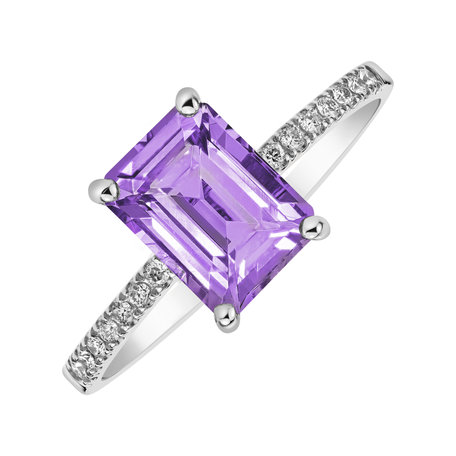 Prsten s diamanty a amethyst Mireth
