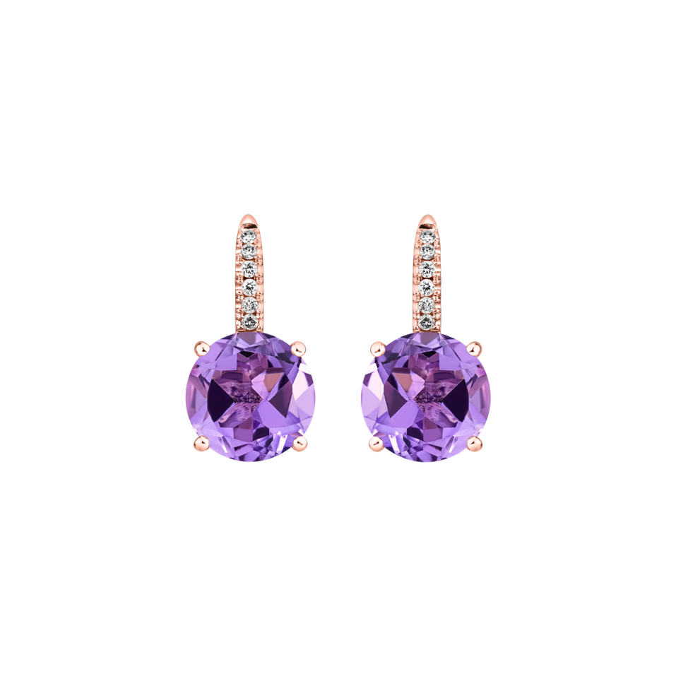 Náušnice s diamanty a ametystem Zorabelle